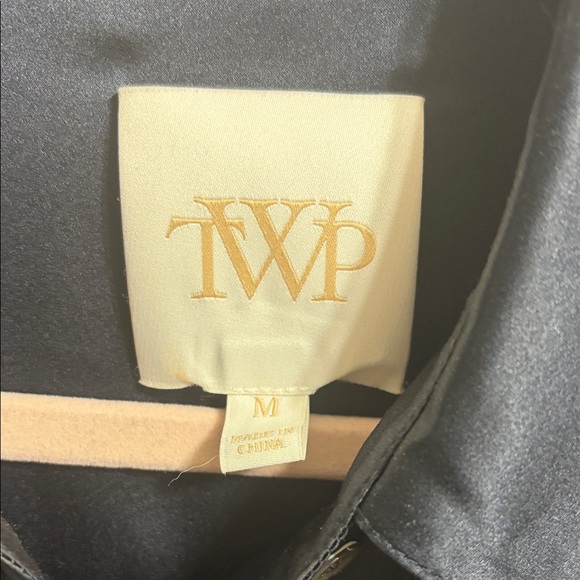 TWP Jenny's Gown 100% Silk Midnight Blue Shirt Gown Maxi Dress Long sleeve Med - Picture 7 of 14